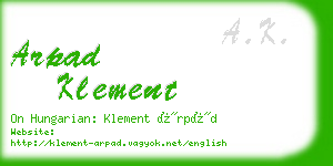 arpad klement business card